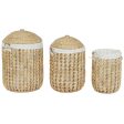 Laundry basket Home ESPRIT White Natural 3 Pieces 46 x 46 x 69 cm on Sale