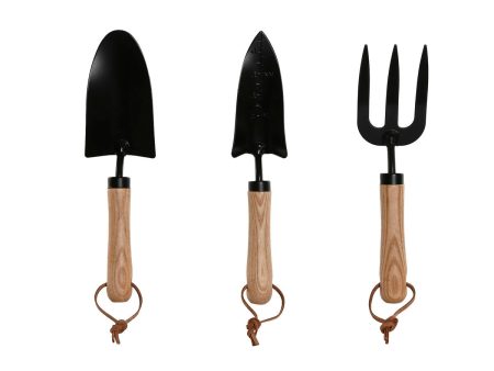 Garden tool kit Home ESPRIT 3 Pieces Brown Black Steel For Sale