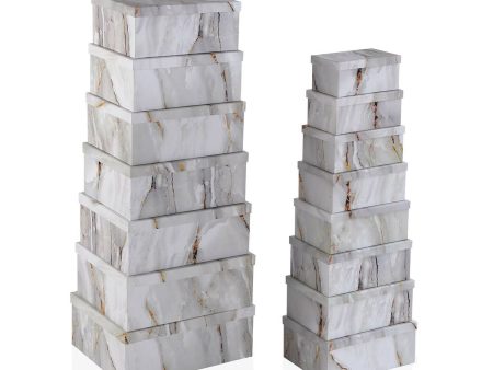 Set of Stackable Organising Boxes Versa Marble Cardboard 15 Pieces 35 x 16,5 x 43 cm Cheap