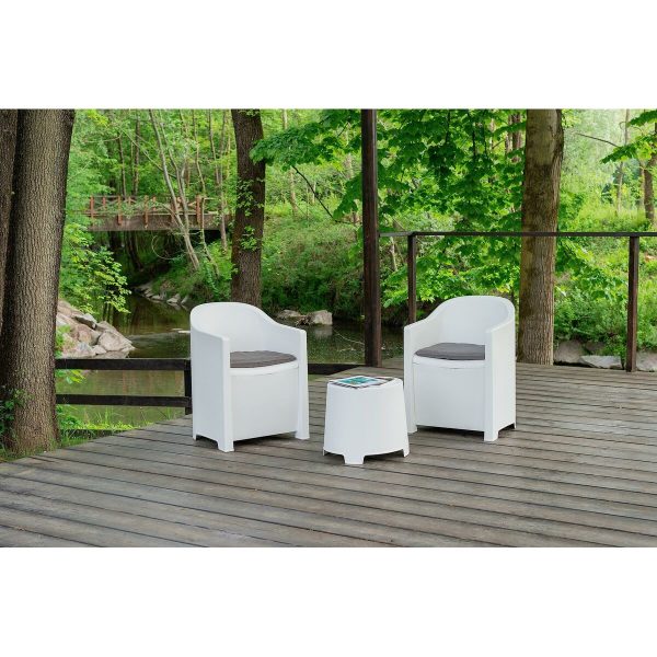 Table Set with 2 Armchairs IPAE Progarden Luna sluc06bg White Garden (3 Pieces) Online now