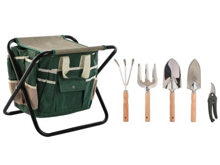 Garden tool kit Home ESPRIT 7 Pieces Black Green Silver 40 x 28 x 35 cm Supply