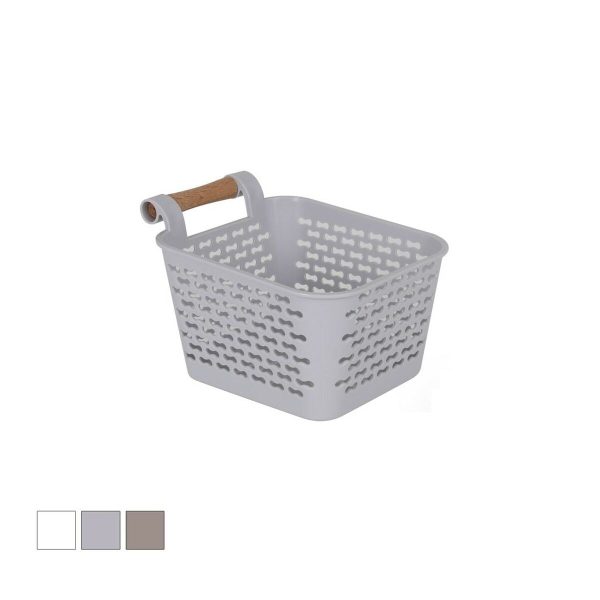 Multi-purpose basket Confortime Plastic With handles Wood 13 x 11 x 8 cm (36 Units) Supply