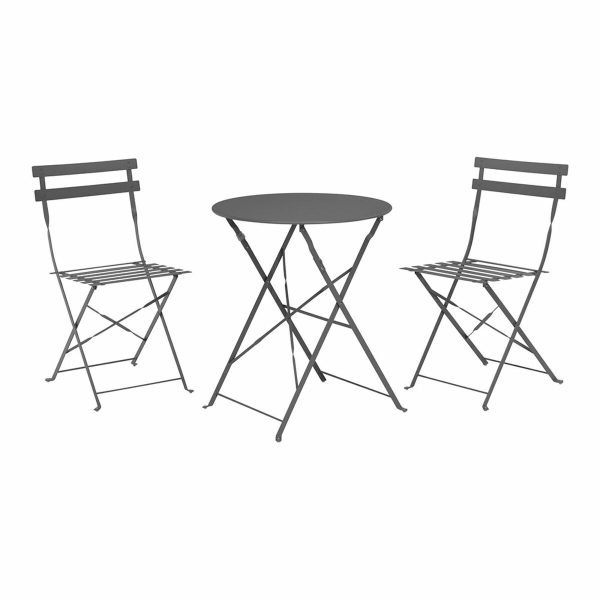 Table set with 2 chairs IPAE Progarden Bistró Foldable Anthracite (3 Pieces) Discount