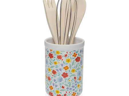 Pot for Kitchen Utensils Versa Flandes Ceramic Dolomite 10 x 15 x 10 cm Fashion