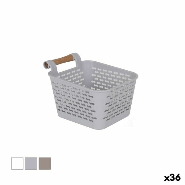 Multi-purpose basket Confortime Plastic With handles Wood 13 x 11 x 8 cm (36 Units) Supply