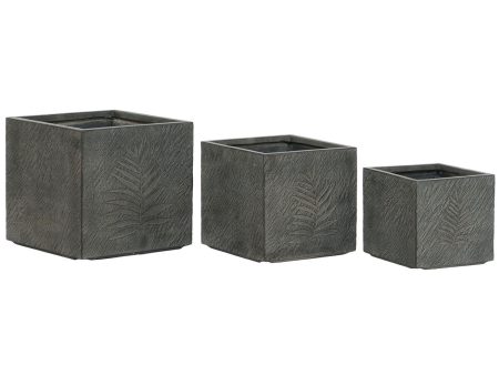 Set of Planters Home ESPRIT Dark grey Fibreglass Magnesium 44,5 x 44,5 x 43 cm (3 Units) For Sale