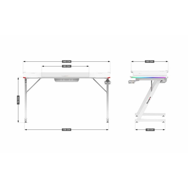 Desk Huzaro HZ-Hero 3.3 White RGB White Online Hot Sale