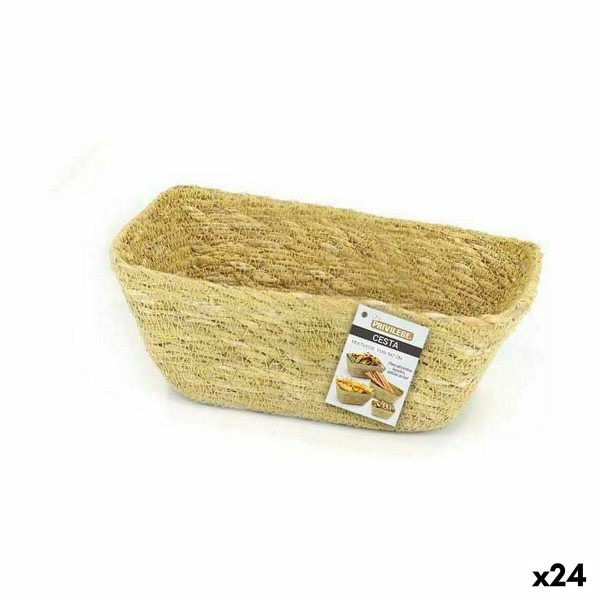 Multi-purpose basket Privilege Seagrass Rectangular 11 x 6,5 x 7 cm (24 Units) For Cheap