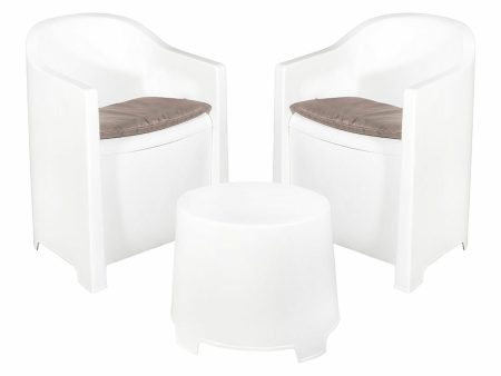 Table Set with 2 Armchairs IPAE Progarden Luna sluc06bg White Garden (3 Pieces) Online now