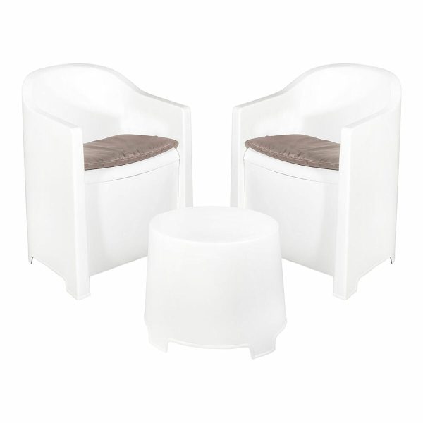 Table Set with 2 Armchairs IPAE Progarden Luna sluc06bg White Garden (3 Pieces) Online now