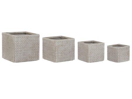 Set of Planters Home ESPRIT Beige Fibreglass Magnesium 44,5 x 44,5 x 42,5 cm (4 Units) Online Hot Sale