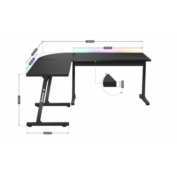 Desk Huzaro HZ-Hero 6.0 Black RGB Supply