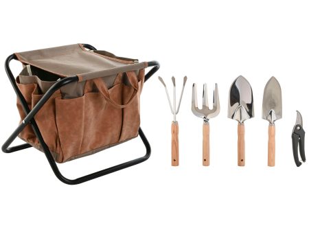 Garden tool kit Home ESPRIT 7 Pieces Brown 40 x 28 x 35 cm Supply