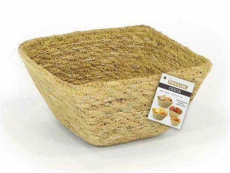 Multi-purpose basket Privilege Seagrass Squared 12 x 12 x 7 cm (24 Units) For Sale