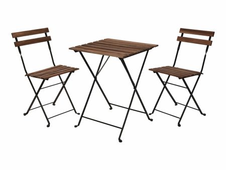 Table set with 2 chairs IPAE Progarden Foldable Acacia Black Natural (3 Pieces) Sale