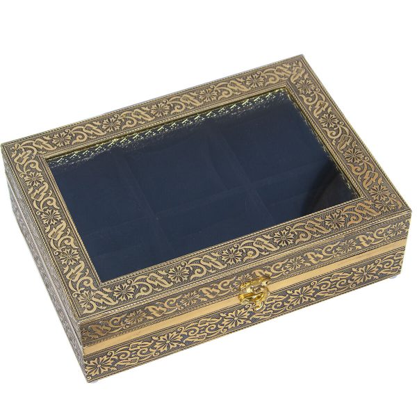 Box for watches Alexandra House Living Black Golden Metal 20 x 28 x 20 cm Discount