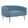 Sofa DKD Home Decor Blue Black Foam Wood Metal Velvet Scandi 129 x 75 x 73 cm Fashion