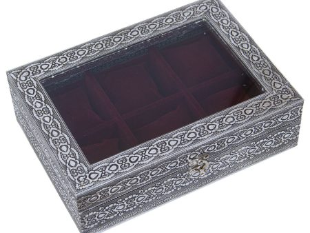 Box for watches Alexandra House Living Black Silver Metal 20 x 28 x 20 cm Sale