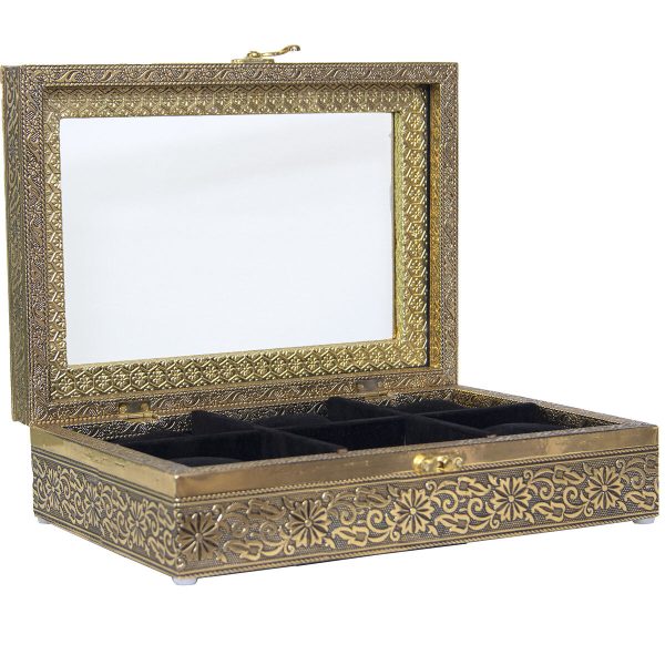 Box for watches Alexandra House Living Black Golden Metal 20 x 28 x 20 cm Discount