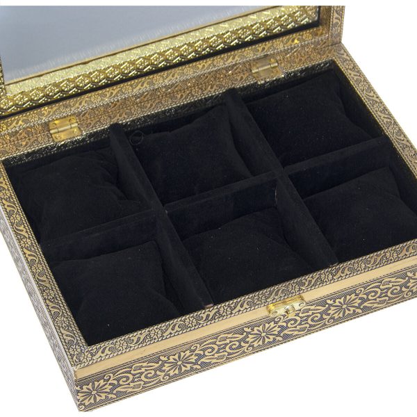 Box for watches Alexandra House Living Black Golden Metal 20 x 28 x 20 cm Discount