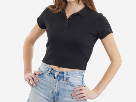 Crop Ribbed Polo Online Hot Sale